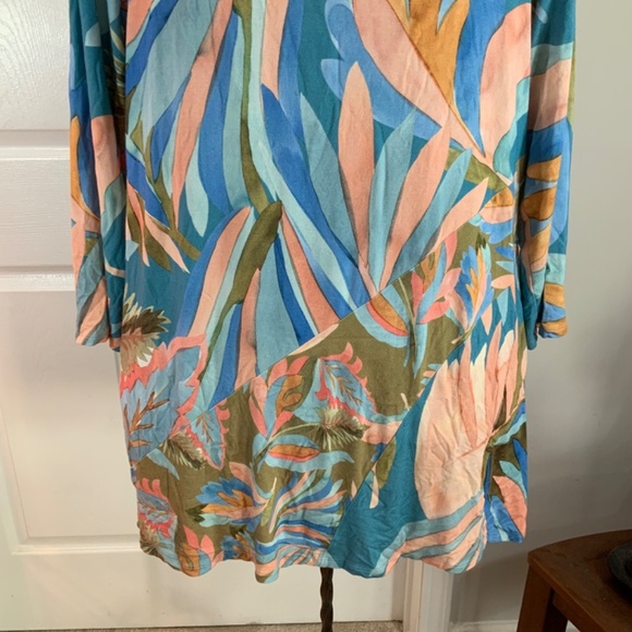 Soft Surroundings Palm Leaf Watercolor Boho Tunic Size Large - Picture 3 of 9